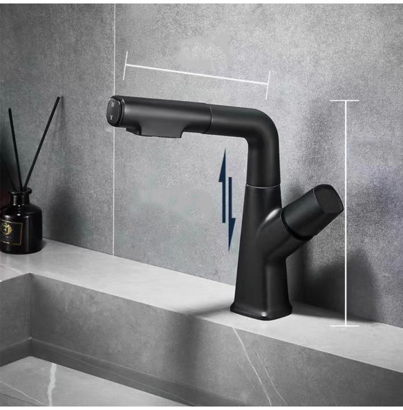 Chrome Basin Faucet Pull Out  Nozzle Adjustable Faucet Kitchen Mixer Crane Hot and Cold Taps