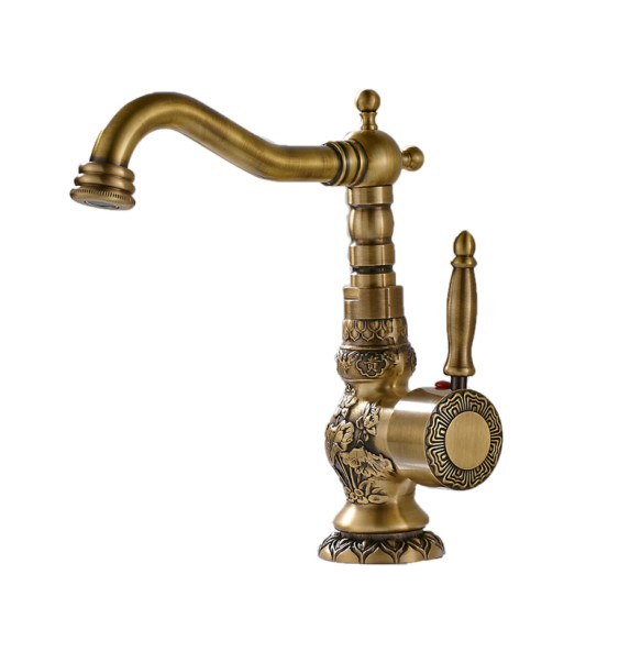 2024 New Home Decoration Bathroom Sink Mixer Faucet Crane Single Handle Water Tap Brass Antique Faucet Hot and Cold Water