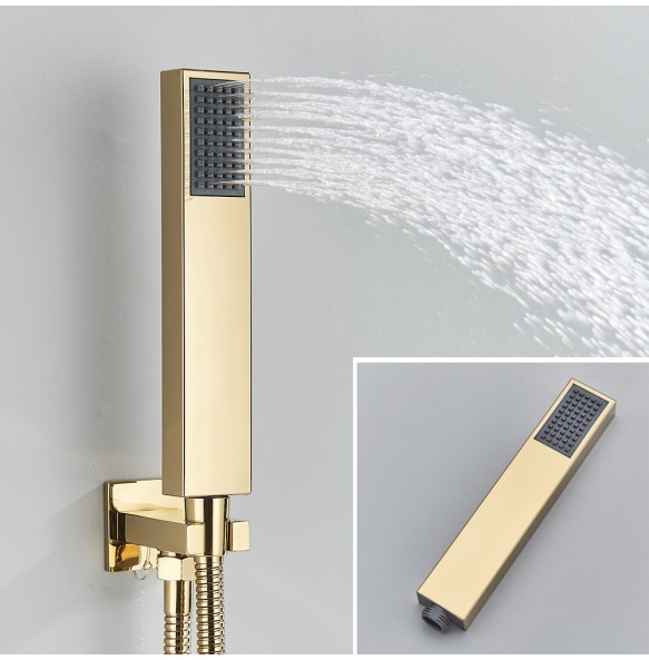 Gold Bathroom Shower Faucet Black Digital All Metal Shower Faucets Set Rainfall Shower Head Digital Display Mixer Tap