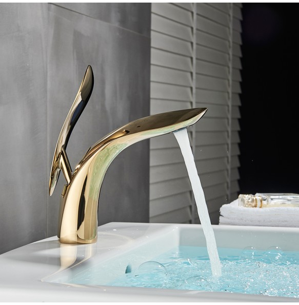 2024 New Nordic Style Brass Washbasin Basin Faucet Light Luxury Style Simple Creative Copper Faucet Under Counter