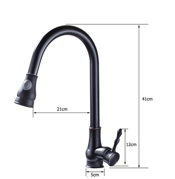 Modern Pull Down Spout Kitchen Faucet Deck Mounted Black Stream Sprayer Kitchen Mixer Taps Single Handle Pull Out Spout