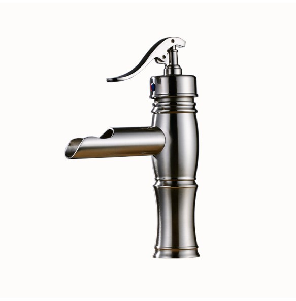 2024 New Deck Mounted Waterfall Basin Faucet Single Lever Brass Hot and Cold Vanity Sink Mixer Taps Short/Tall Vessel Sink Crane Cock