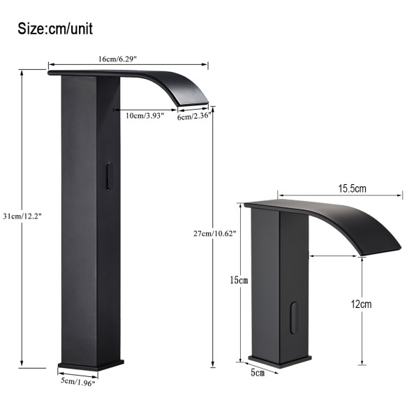 2024 New Black Sensor Basin Faucet Bathroom Automatic Sensor Watefall Faucet Touchless Free Touch Sink Tap Hot Cold Water Mixer Crane