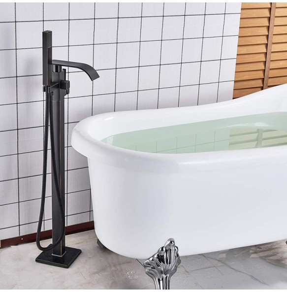 Best Quality Bathtub Faucet Freestanding Bathroom Tub Sink Faucet Single Handle Black Waterfall Bath Shower Set with Handshower