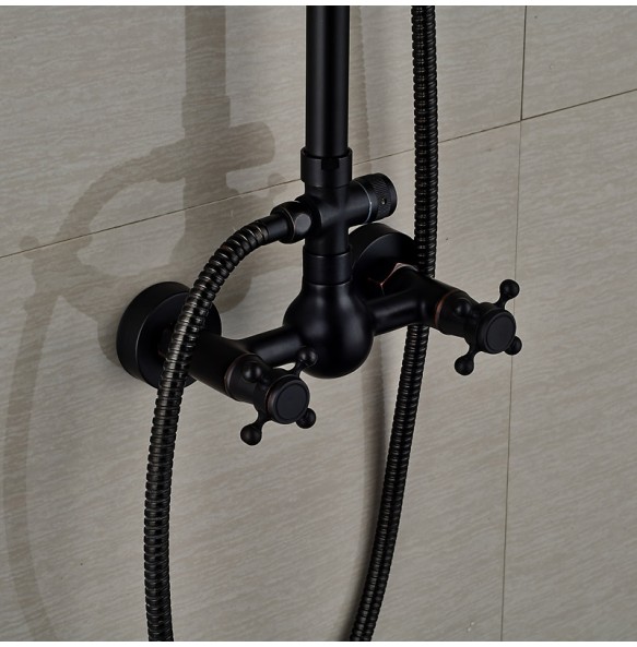 Black Bronze Shower Faucet Set Rainfall 8