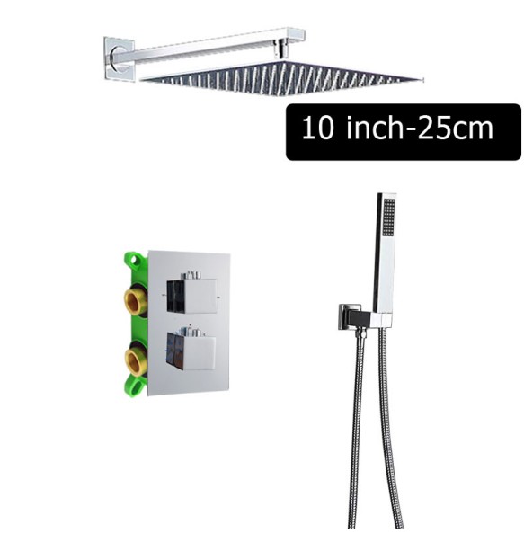 Chrome Thermostatic Shower Faucet Dual Handle Wall Mounted Shower Mixer Tap with Handshower Thermostatic Shower Mixer Valve