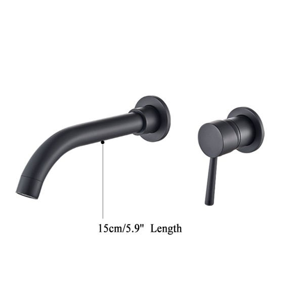 Black Bathroom Faucet Brass Mixer Sink Tap Wash Basin Gold Hot Cold Water Wall Mount Spout Bath With Modern Lever Handle