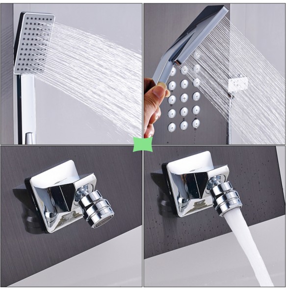 Brushed Nickel Thermostatic Shower Faucet Waterfall Rain Shower Panel 3 Handles Bathroom Shower Mixer Column with Handshower