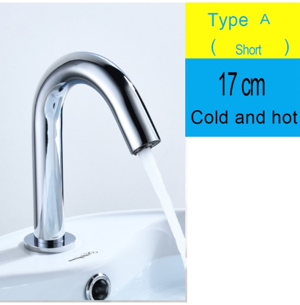 Black Sensor Faucet Bathroom Sink Deck Mount Hot And Cold Automatic Basin Faucet Battery Powered Water Saving Tap