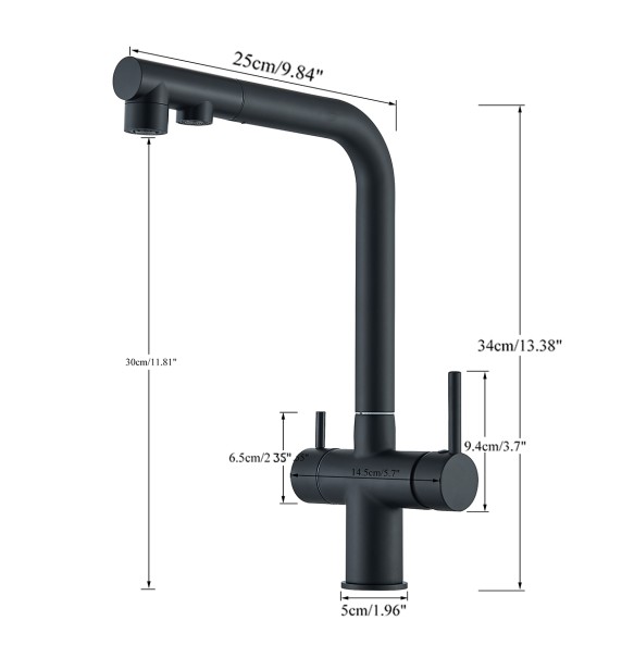 Matte Black Pulling Filter Kitchen Faucet Hot & Cold Water Mixer Dual Mode Filtration Purification Kitchen Sinks 360 Rotation