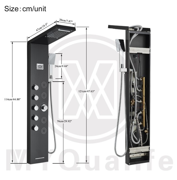 Shower Panel Waterfall Rain Shower Faucet Set SPA Massage Jet Bath Shower Column Temperature Display Mixer Tap Tower