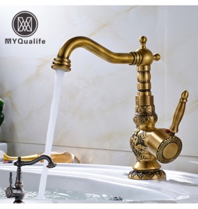 2024 New Home Decoration Bathroom Sink Mixer Faucet Crane Single Handle Water Tap Brass Antique Faucet Hot and Cold Water