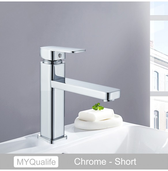 Black Deck Mounted Bathroom Basin Mixer Tap Square Single Handle Basin Vessel Sink Faucet Hot Cold Water Faucet for Basin