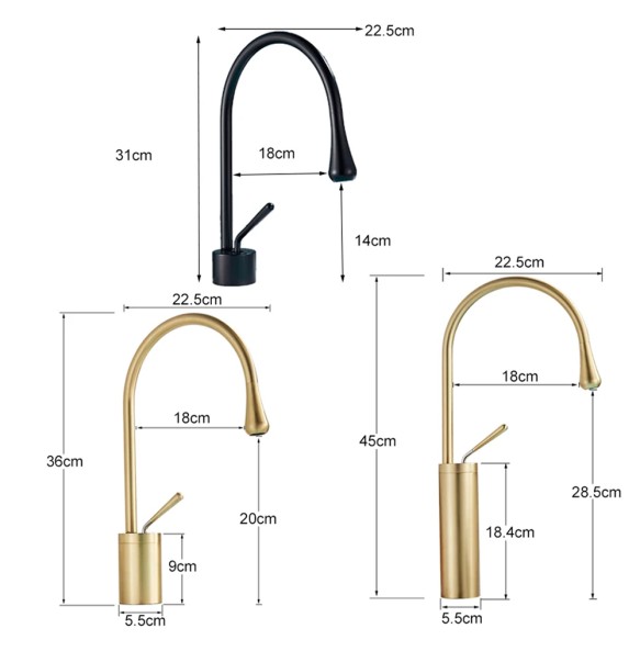 2024 New Black Brass Art Basin Faucet Bathroom Washbasin Hot Cold Tap 360 Swivel Waterfall  Gold Tall Model Mixer Deck Mounted