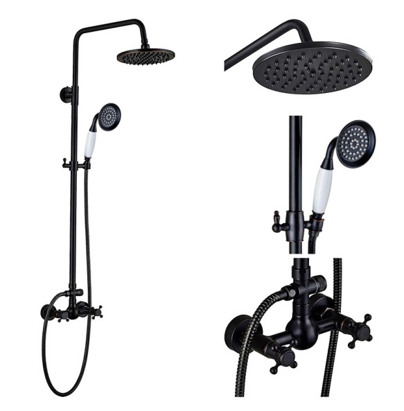 Black Bronze Shower Faucet Set Rainfall 8