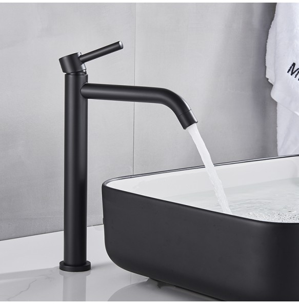 Black Deck Mounted Bathroom Basin Mixer Tap Basin Vessel Sink Faucet Hot Cold Water Faucet for Basin