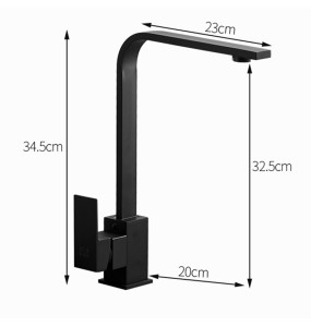 Black Square Kitchen Faucet Chorme/Gold Hot Cold Utility Kitchen Sink Tap 360 Degree Rotation Mixer Deck Mounted Water Taps