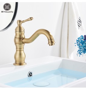 2024 New Luxurious Antique Bathroom Basin Faucet Brass Deck Mounted White Mixer Taps Short  Hot and Cold Mixer Tap