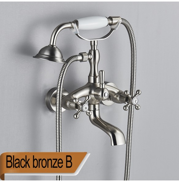 Luxury Bathtub Faucet Dual Handle Handheld Bath Shower Mixer Tap with Hand Shower Wall Mount Swivel Spout Tub Sink Mixer Faucet