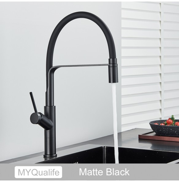 Matte Black Tall Kitchen Sink Faucet Deck Mount Pull Down Brass Kitchen Faucet Hot&Cold Water Mixer Tap Single Handle Mixer