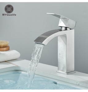 2024 New Waterfall Bathroom Faucet Stainless Steel Basin Sinks Mixer Tap Cold And Hot Water Tap Single Hole Bath Sink Faucets Crane