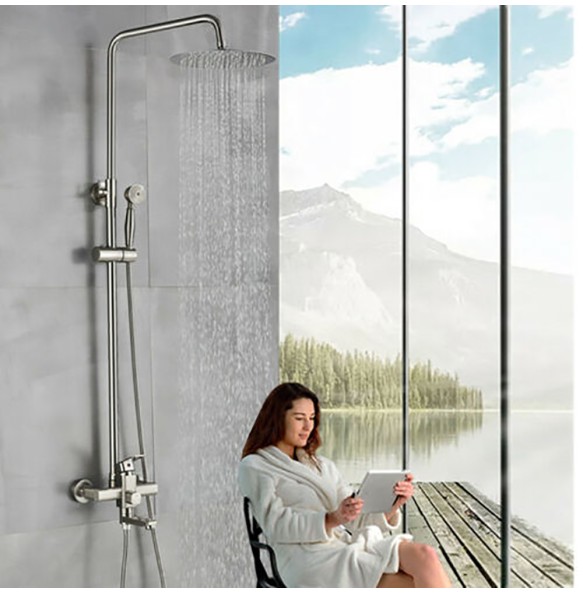 Brushed Nickle Bathroom Shower Faucet Mixer Set  8