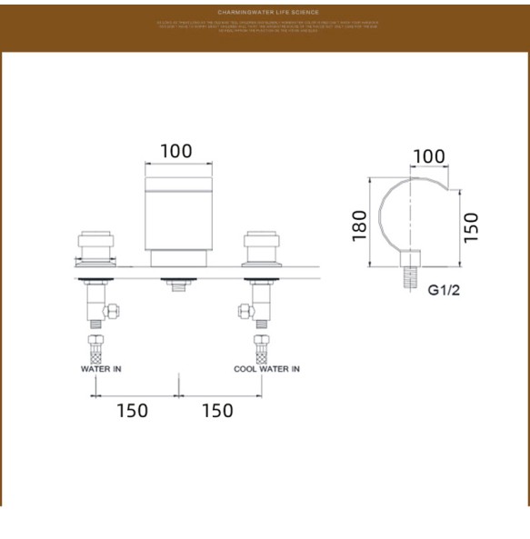 2024 New Luxurious Gold Bathroom Basin Faucet Brass Deck Mounted Double handle Cold and Hot Waterfall Basin faucet