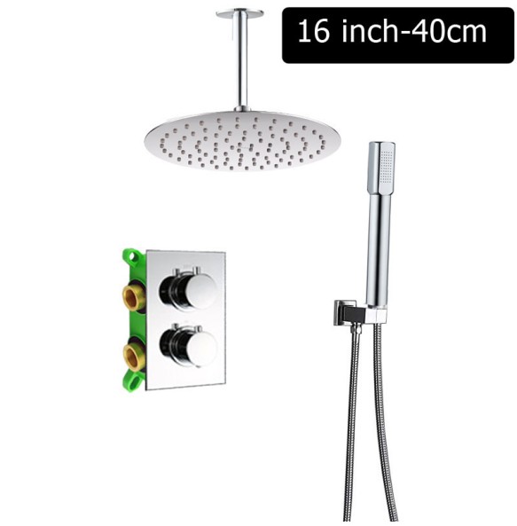 Chrome Thermostatic Shower Faucet Dual Handle Wall Mounted Shower Mixer Tap with Handshower Thermostatic Shower Mixer Valve