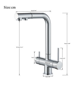 Chrome Brass Pull Out Filtered Kitchen Faucet Dual Handle Hot Cold Drinking Water 3-Way Filter Purification Mixer Taps