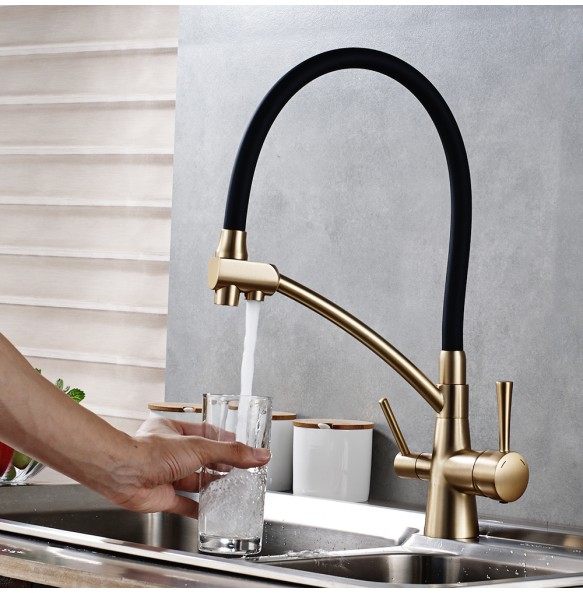 New Kitchen Sink Faucet Tap Pure Water Filter Mixer Crane Dual Handles Purification Kitchen Hot and Cold Faucet