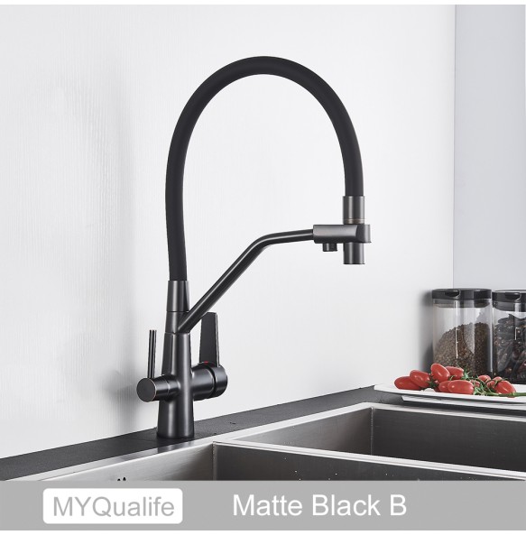 New Kitchen Sink Faucet Tap Pure Water Filter Mixer Crane Dual Handles Purification Kitchen Hot and Cold Faucet