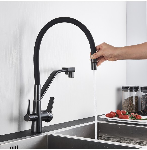 New Kitchen Sink Faucet Tap Pure Water Filter Mixer Crane Dual Handles Purification Kitchen Hot and Cold Faucet