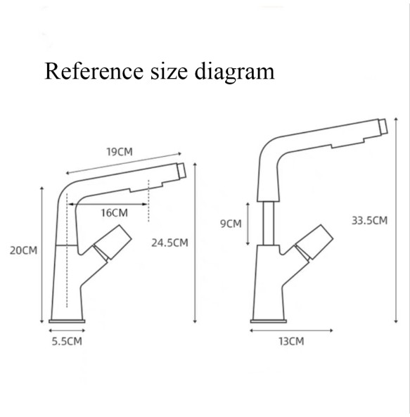 Chrome Basin Faucet Pull Out  Nozzle Adjustable Faucet Kitchen Mixer Crane Hot and Cold Taps