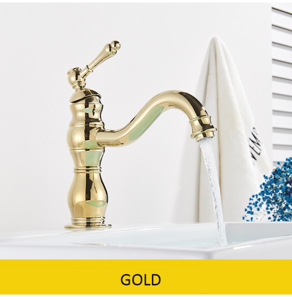 2024 New Luxurious Antique Bathroom Basin Faucet Brass Deck Mounted White Mixer Taps Short  Hot and Cold Mixer Tap