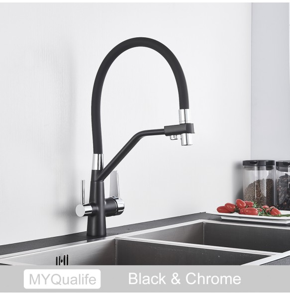 New Kitchen Sink Faucet Tap Pure Water Filter Mixer Crane Dual Handles Purification Kitchen Hot and Cold Faucet