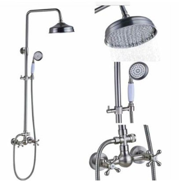 Brushed Nickle Bathroom Shower Faucet Mixer Set  8