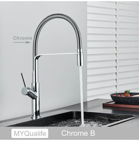 Matte Black Tall Kitchen Sink Faucet Deck Mount Pull Down Brass Kitchen Faucet Hot&Cold Water Mixer Tap Single Handle Mixer