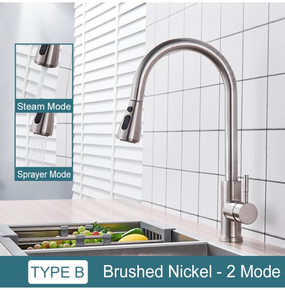 Black Kitchen Faucet Two Function Single Handle Pull Out Mixer  Hot and Cold Water Taps Deck Mounted