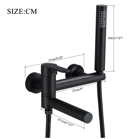 Black Bathtub Faucet Wall Mounted Waterfall Bath Shower System Embedded In Wall Tub Water Tap Shower Mixer Faucet