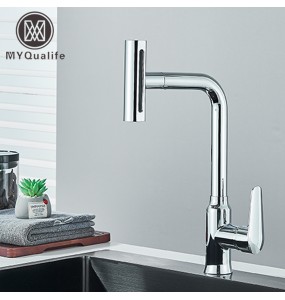 Gun Grey Pull Out Kitchen Faucet 360 Rotation Single Handle Hot&Cold Mixer Sink Tap Crane Shower Faucet gimbal Flying Rain Falls