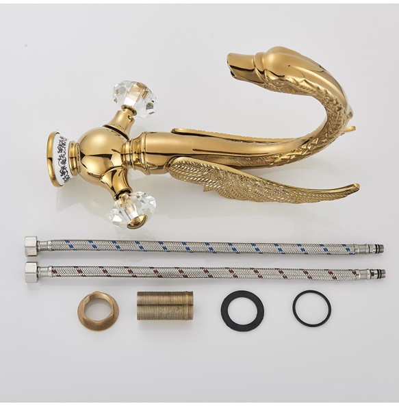 2024 New Gold Swan Bathroom Basin Faucet Luxury Brass Black Big Bird Mixer Taps Single Hot and Cold Mixer Tap Deck Mounted