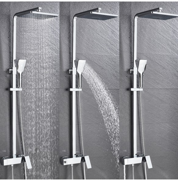 Black Brass Shower Faucet Rotate Tub Spout Square 8