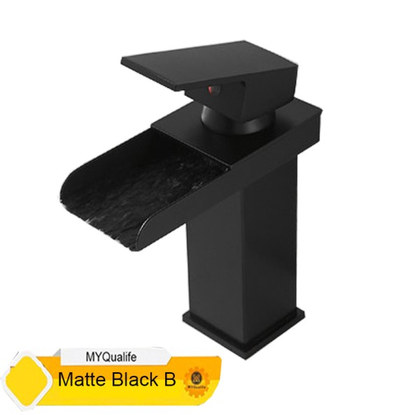 2024 New Black Waterfall Bathroom Faucet Basin Vanity Vessel Sinks Mixer Tap Cold And Hot Water Tap Single Hole Bath Sink Faucets Crane