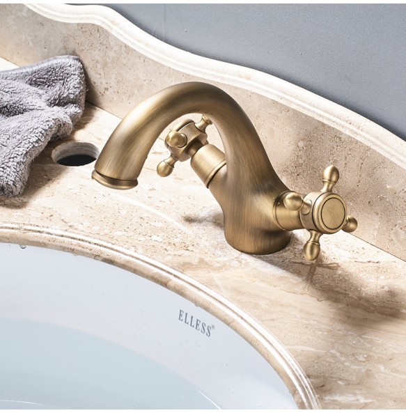 2024 New Basin Faucet Dual Handle  Single Hole Deck Mounted Brass Bathroom Vanity Sink Mixers Hot and Cold Tap