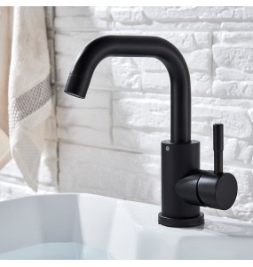 2024 New Black Basin Faucet Single Cold and Hot Bathroom Sink Tap Short Kitchen Mixer Can Rotatable