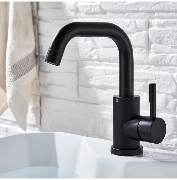 2024 New Black Basin Faucet Single Cold and Hot Bathroom Sink Tap Short Kitchen Mixer Can Rotatable