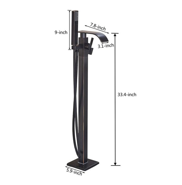 Best Quality Bathtub Faucet Freestanding Bathroom Tub Sink Faucet Single Handle Black Waterfall Bath Shower Set with Handshower