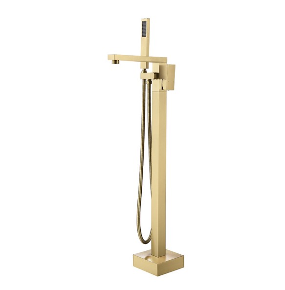 Luxury Gold Bathtub Faucet Freestanding Bathroom Faucet with Handshower Swive Spout Floor Mounted Bath Shower Mixer Tap