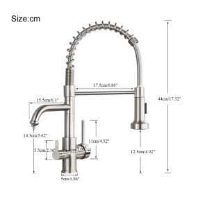 Brushed Pure Water Filter Kitchen Faucet Dual Handle Hot and Cold Drinking Water Pull Out  Kitchen Mixer Crane Purification