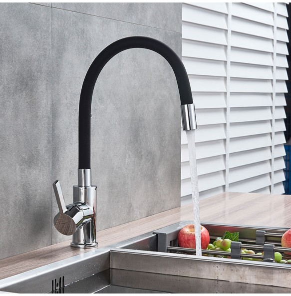 Orange Pipe Flexible Neck Kitchen Sink Faucet Chrome Universal pipe Hot Cold Kitchen Mixer Tap Deck Mounted Bathroom Kitchen Tap